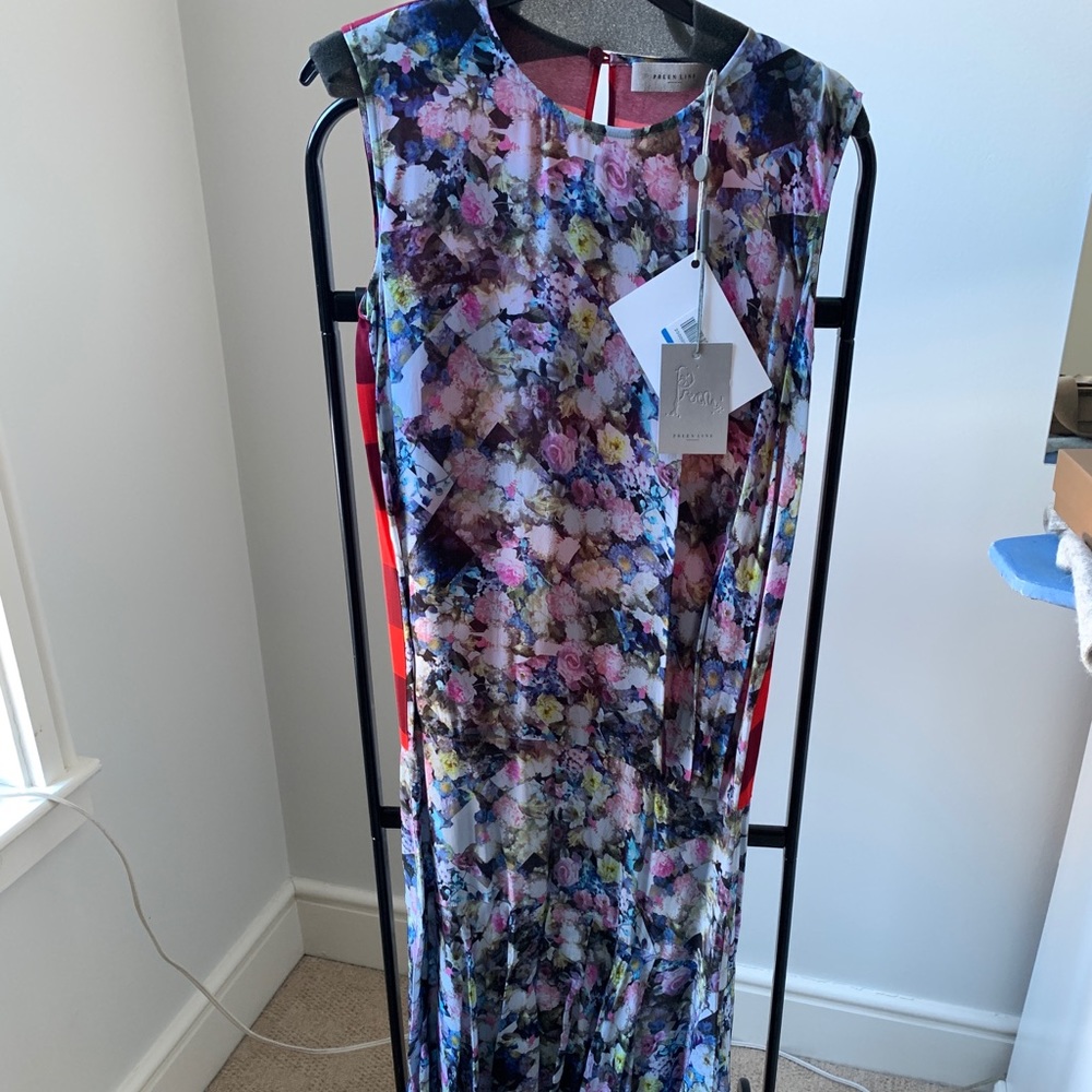 Nwt Preen Line printed maxi-dress w/asymmetric hem - size xs
